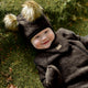 Mikk line merinowollen baby jumpsuit donkerbruin gemêleerd