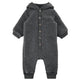 Mikk line baby jumpsuit met kap van merinowol Antraciet gemêleerd