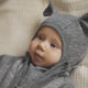 Huttelihut Wollen kinder balaclava gestreept met oren Medium Grey Melange