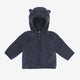 Huttelihut Kinderjasje van merinowol met capuchon en oortjes Ombre Blue Melange