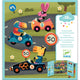 Djeco Herbruikbare stickers met achtergrond Auto's