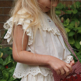 Konges Slojd Zomerse katoenen blouse voor meisjes Posey Atique wit