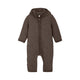 Huttelihut Baby overall van merinowol met capuchon, Braun Melange
