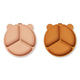 Liewood Siliconen bordjes met zuignap en vakjes Stacy 2-pack Mustard / Tuscany Rose Mix